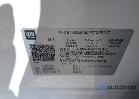 2021 Cadillac Xt6 Fwd Premium Luxury from USA, damaged, VIN 1GYKPCRS6MZ227005